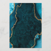 Teal Blue and Gold Agate Wedding Menu (Achterkant)