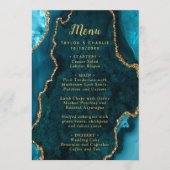 Teal Blue and Gold Agate Wedding Menu (Voorkant)