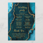 Teal Blue and Gold Agate Wedding Program Programmakaart (Achterkant)