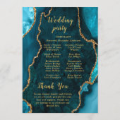 Teal Blue and Gold Agate Wedding Program Programmakaart (Achterkant)