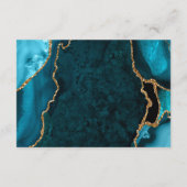 Teal Blue and Gold Agate Wedding Reception Informatiekaartje (Achterkant)