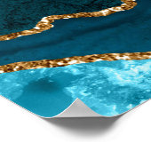 Teal Blue and Gold Agate Wedding Seating Chart Poster (Hoek)