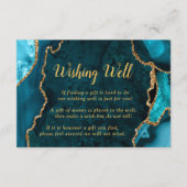 Teal Blue and Gold Agate Wedding Wishing Well Informatiekaartje (Voorkant)