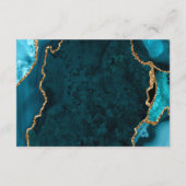 Teal Blue and Gold Agate Wedding Wishing Well Informatiekaartje (Achterkant)