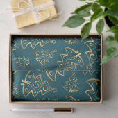 Teal Blue and Gold Elegant Christmas Trees Tissuepapier (Geschenk)