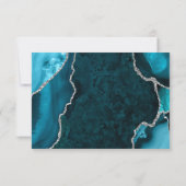 Teal Blue and Silver Agate Marble RSVP Kaartje (Achterkant)