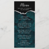Teal Blue and Silver Agate Marble Wedding Menu (Voorkant)