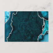 Teal Blue and Silver Agate Wedding Accommodations Informatiekaartje (Achterkant)