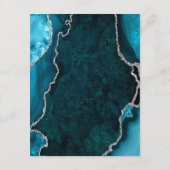 Teal Blue and Silver Agate Wedding Details Informatiekaartje (Achterkant)