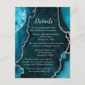 Teal Blue and Silver Agate Wedding Details Informatiekaartje (Voorkant)