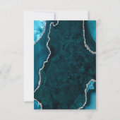 Teal Blue and Silver Agate Wedding Meal Choice RSVP Kaartje (Achterkant)