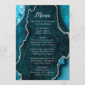 Teal Blue and Silver Agate Wedding Menu (Voorkant)