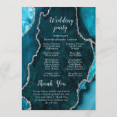 Teal Blue and Silver Agate Wedding Program Programmakaart (Achterkant)