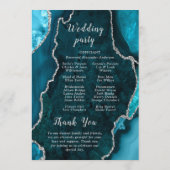 Teal Blue and Silver Agate Wedding Program Programmakaart (Achterkant)