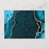 Teal Blue and Silver Agate Wedding Reception Informatiekaartje (Achterkant)
