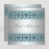 Teal Blue Bat Mitzvah Kaart (Voorkant / Achterkant)