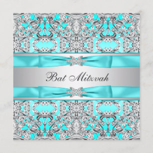 Teal Blue Bat Mitzvah Kaart