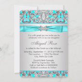 Teal Blue Bat Mitzvah Kaart (Achterkant)