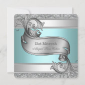 Teal Blue Bat Mitzvah Kaart (Voorkant)