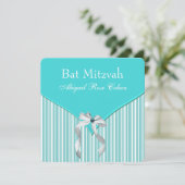 Teal Blue Bat Mitzvah Kaart (Staand voorkant)