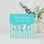 Teal Blue Bat Mitzvah Kaart (Staand voorkant)