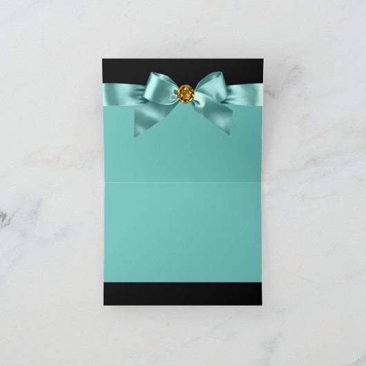 Teal Blue Black Gold Thank You Bedankkaart (Binnen)