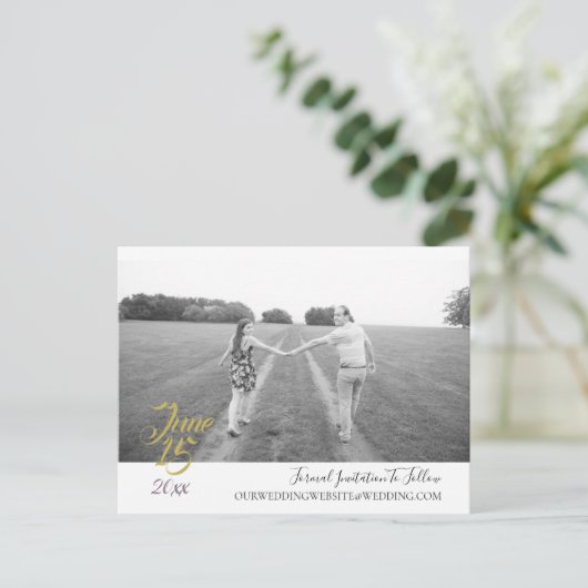 Teal Blue Boeket Bruiloft Suite Save The Date Briefkaart (Staand voorkant)