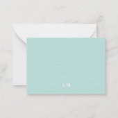 Teal Blue Border Minimalist Name Monogram Notitiekaartje (Achterkant)