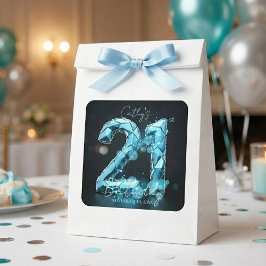 Teal Blue Crystal Glam Sparkle 21st Birthday Party Vierkante Sticker