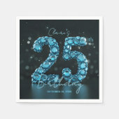 Teal Blue Diamond Gemstone Glam 25th Birthday Servet (Voorkant)