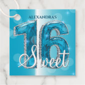 Teal Blue Diamond Gemstone Sweet 16 Birthday Party Bedankjes Labels (Voorkant)