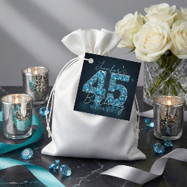 Teal Blue Diamonds Glam 45th Birthday Party Bedankjes Labels
