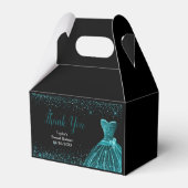 Teal Blue Dress Faux Glitter Sweet 16 Birthday Bedankdoosjes (Achterkant)