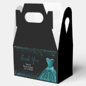 Teal Blue Dress Faux Glitter Sweet 16 Birthday Bedankdoosjes (Geopend)