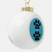 Teal Blue Gradient Paw Print Remembrance Keramische Bal Ornament (Links)
