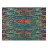 Teal Blue Green Orange Busy Abstract Tablecloth Tafelkleed (Voorkant (Horizontaal))