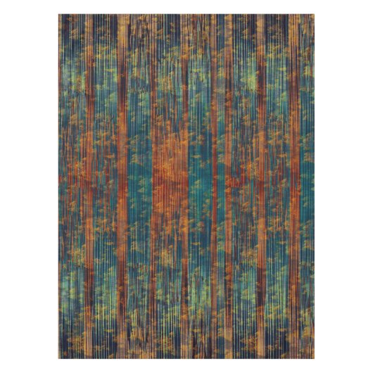 Teal Blue Green Orange Busy Abstract Tablecloth Tafelkleed (Voorkant)