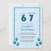 Teal  Blue I Was 6 Now 7 Birthday Kaart (Voorkant)