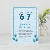 Teal  Blue I Was 6 Now 7 Birthday Kaart (Staand voorkant)