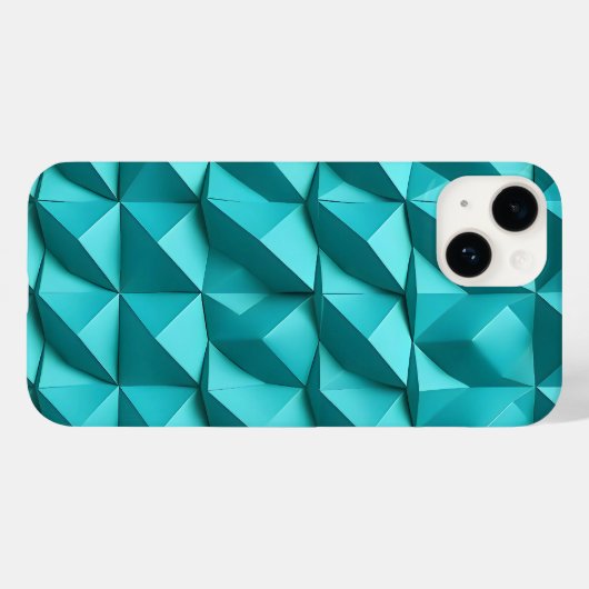 Teal Blue iPhone Case Minimalist 3D Design Trendy (Achterkant (horizontaal))