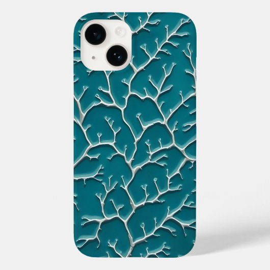 Teal Blue iPhone Case with Vein Texture (Achterkant)