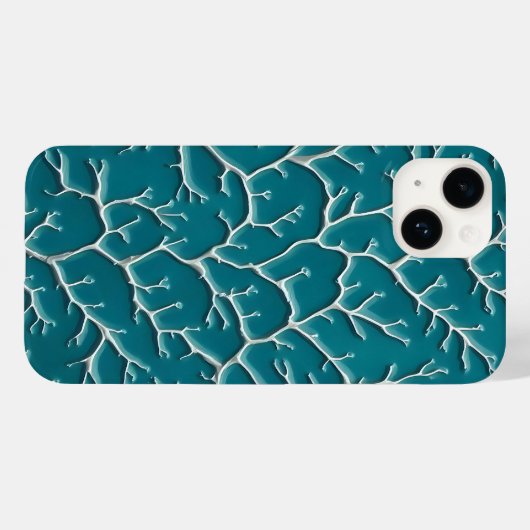 Teal Blue iPhone Case with Vein Texture (Achterkant (horizontaal))