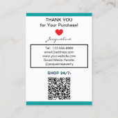 Teal Blue Jewelry Earrings Website QR Code Visitekaartje (Achterkant)