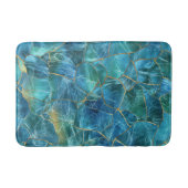 Teal Blue Marble Texture with Gold Veins Badmat (Voorkant)