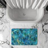 Teal Blue Marble Texture with Gold Veins Badmat