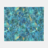 Teal Blue Marble Texture with Gold Veins Fleece Deken (Voorkant (Horizontaal))