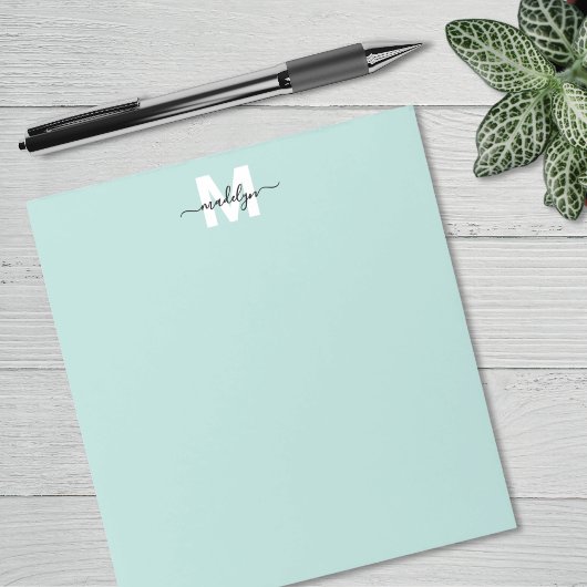 Teal Blue Monogram Notitieblok
