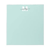 Teal Blue Monogram Notitieblok (Voorkant)