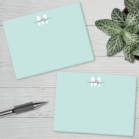 Teal Blue Monogram Post-it® Notes