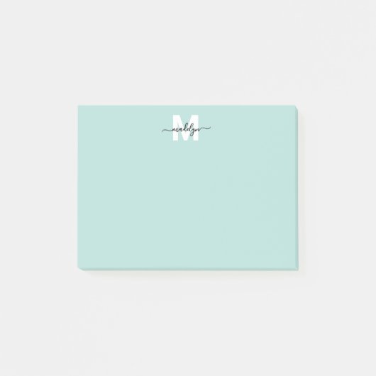 Teal Blue Monogram Post-it® Notes (Voorkant)